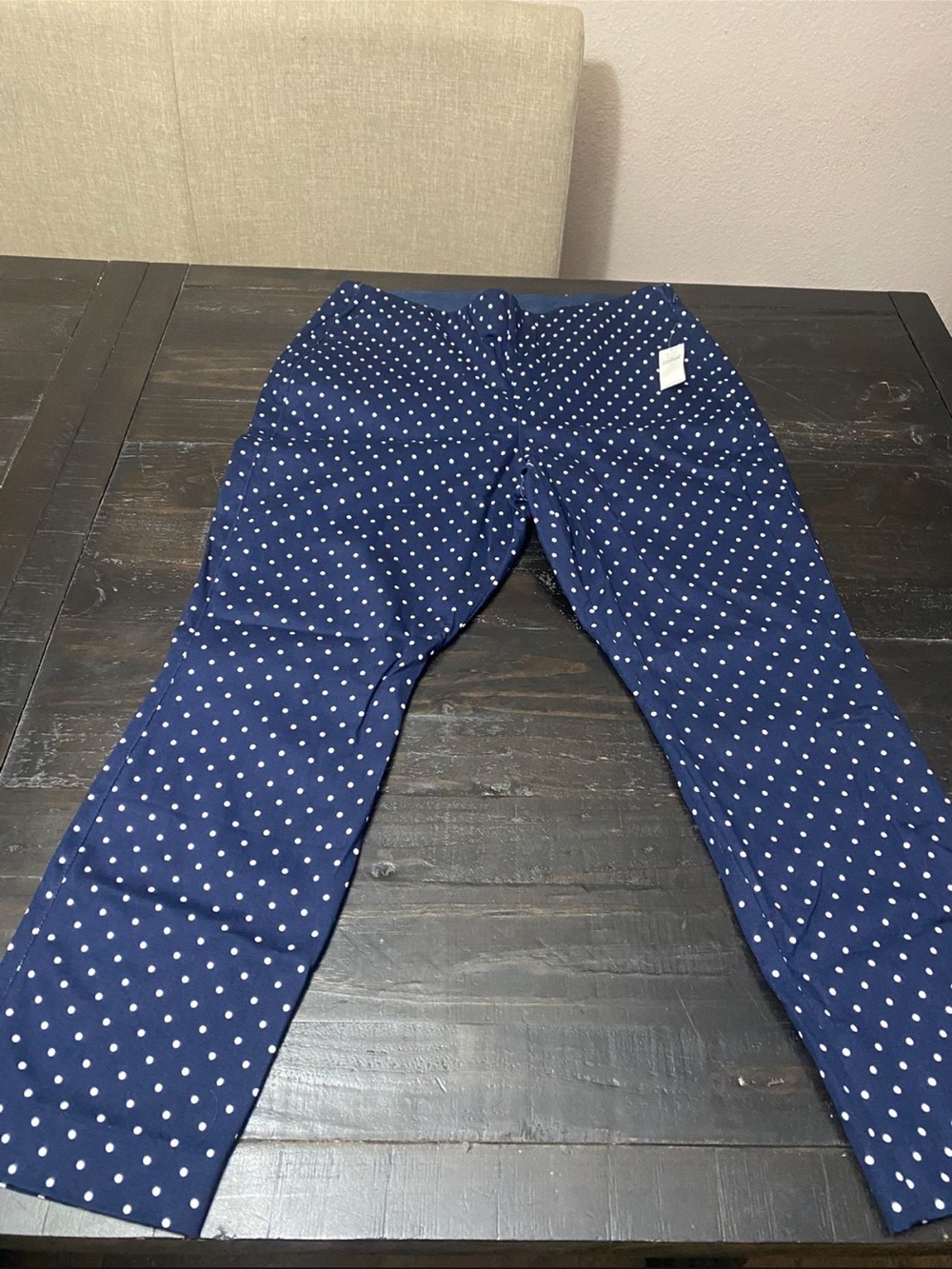 Old Navy Navy and White Polka Dot Pixie Pants